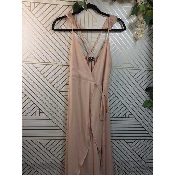 LULU'S Women's Here's To Us Blush Pink High Low Wrap Dress Maxi Size XS NEW - Picture 2 of 8